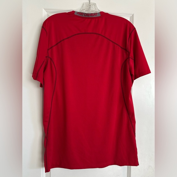 Nike Pro Combat Dri Fit Red Shirt - Picture 2 of 8